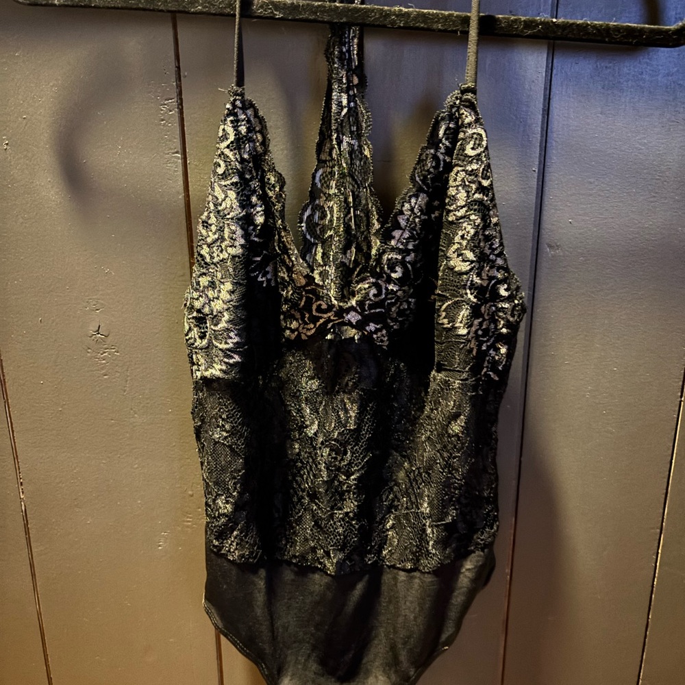 Lush Black Lace Thong Bodysuit